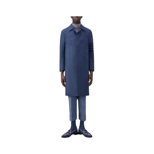Stripe-Detailed Concealed Fastened Coat