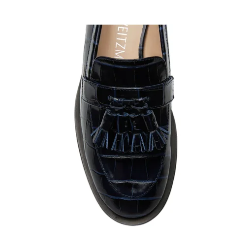 Crocodile-Effect Tasseled Loafers