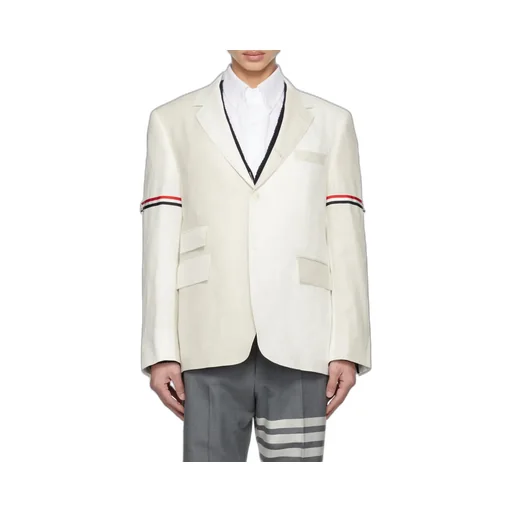 Rwb Stripe Single-Breasted Linen Blazer