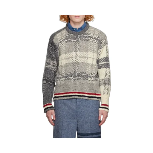 Tartan Printed Ribbed Pullover