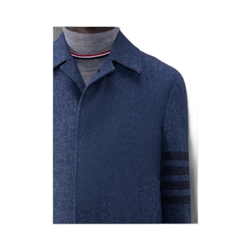 Stripe-Detailed Concealed Fastened Coat