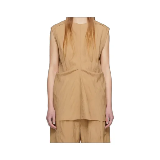 Pleated Round Collar Vest