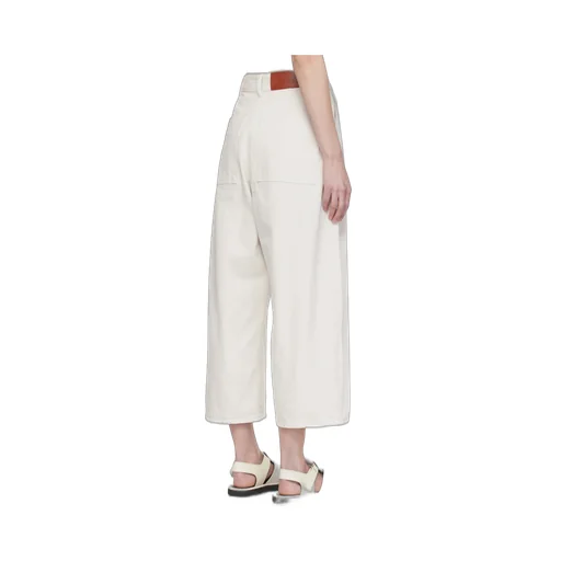Logo Patch Cropped Wide-Leg Jeans