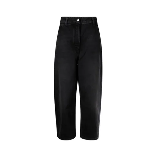 Logo Patch Cropped Wide-Leg Jeans