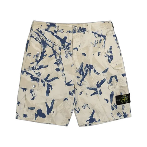 Paint-Printed Cargo Bermuda Shorts