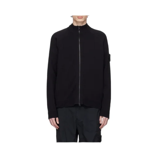 Logo Patch Zipped Knit Cardigan