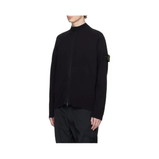 Logo Patch Zipped Knit Cardigan