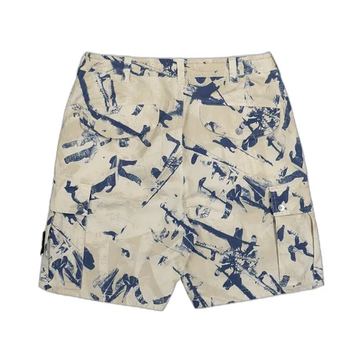 Paint-Printed Cargo Bermuda Shorts