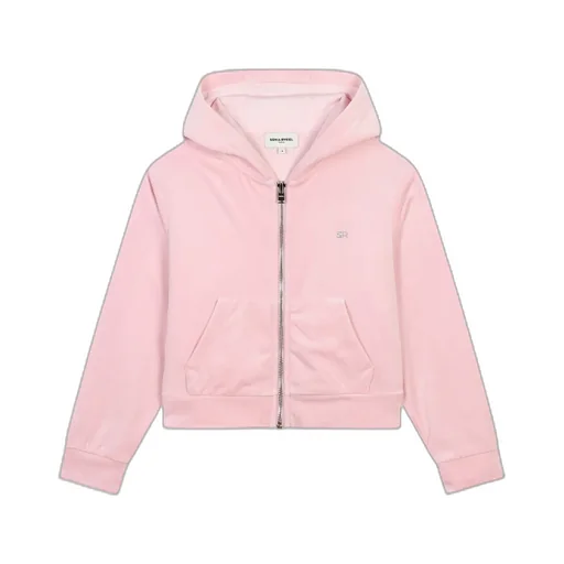 Rhinestones Logo Velvet Hoodie