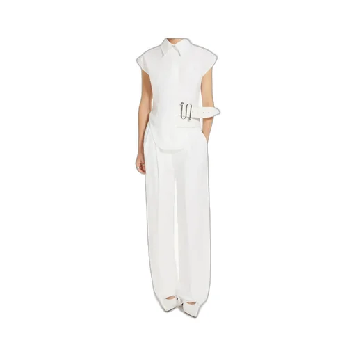 High-Waisted Cotton Trousers