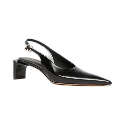 Low Slingbacks In Shiny Calfskin With A Pointed Toe