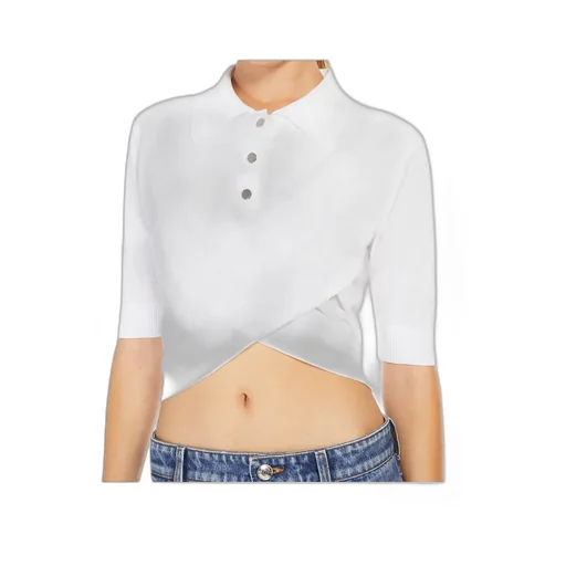 Button Detailed Short-Sleeved Polo Top