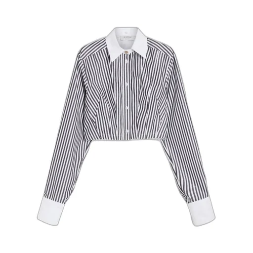 Striped Poplin Cropped Shirt