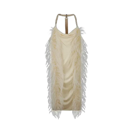 Ussita Feather-Trim Midi Dress