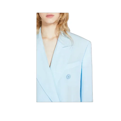 Fitted Double-Breasted Button Blazer