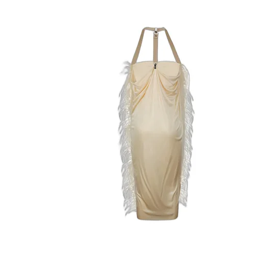 Ussita Feather-Trim Midi Dress