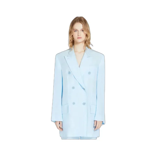 Fitted Double-Breasted Button Blazer