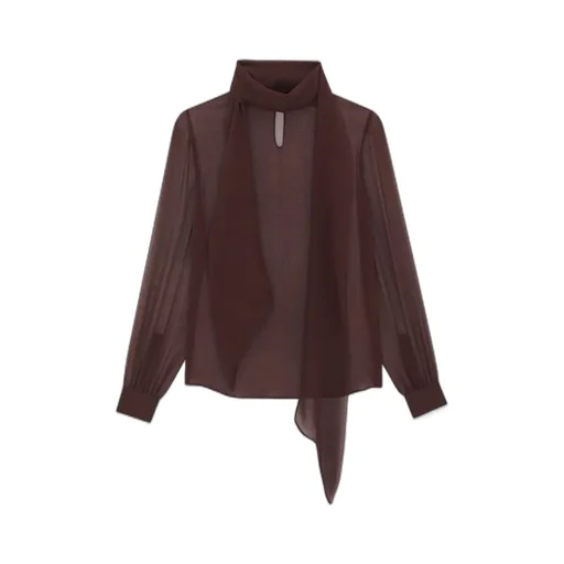 LavalliÈRe-Neck Blouse In Crepe Muslin