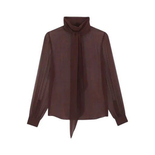 LavalliÈRe-Neck Blouse In Crepe Muslin