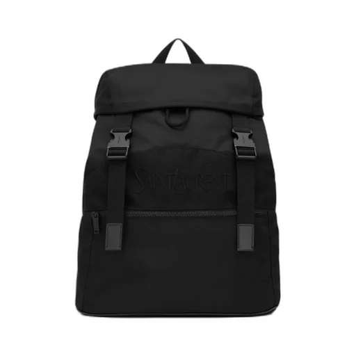 Logo Embroidered Buckle Fastening Backpack