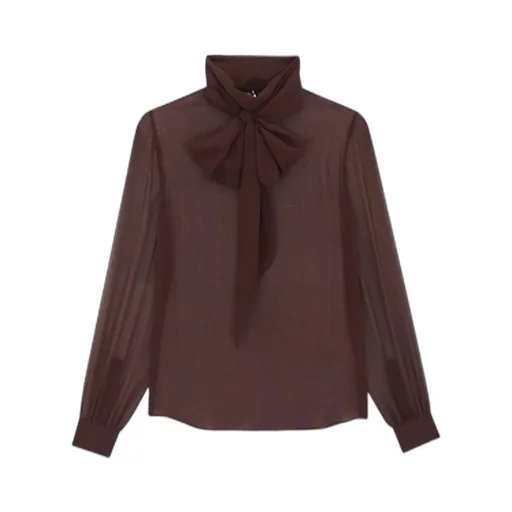 LavalliÈRe-Neck Blouse In Crepe Muslin