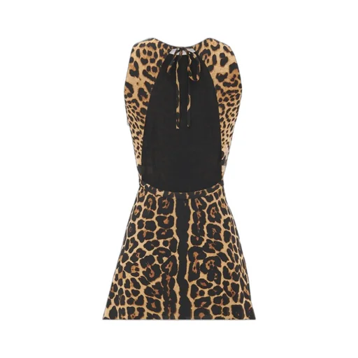 Leopard Print Halterneck Sleeveless Dress