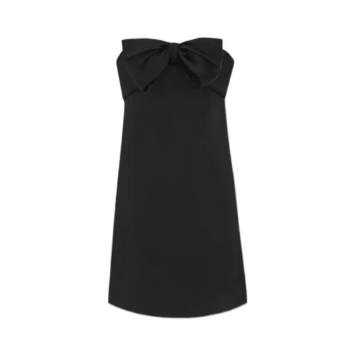 Bow-Detailed Strapless Zipped Mini Dress