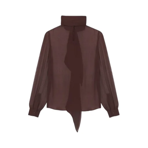 LavalliÈRe-Neck Blouse In Crepe Muslin