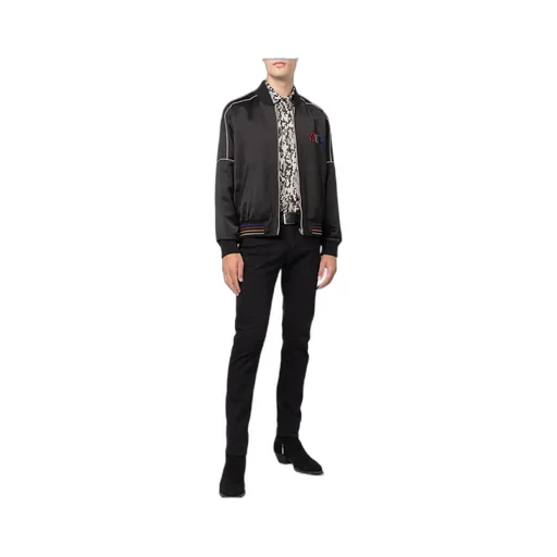 Embroidered Logo Zipped Bomber Jacket