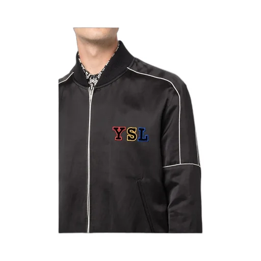 Embroidered Logo Zipped Bomber Jacket
