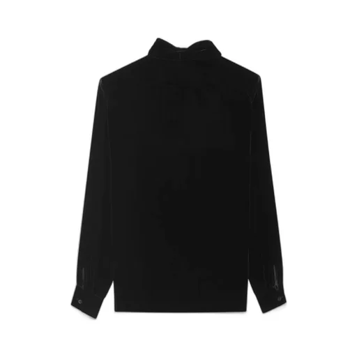 Velvet Shawl-Collar Blouse