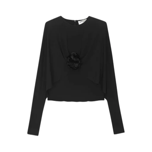 Flower Detailed Long-Sleeved Top
