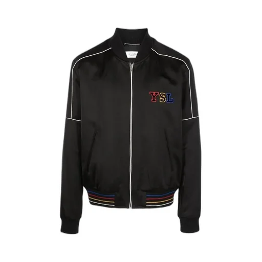 Embroidered Logo Zipped Bomber Jacket