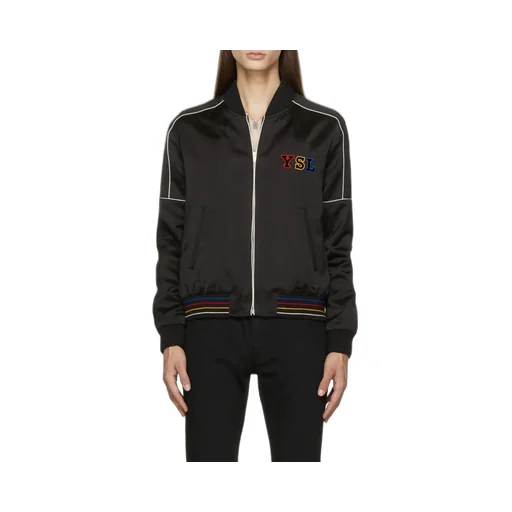 Embroidered Logo Zipped Bomber Jacket