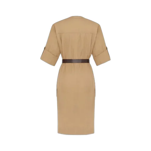 Belted Short-Sleeved Midi Dress