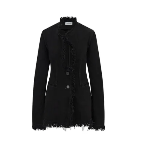 Cotton Blazer With Fringe Detail