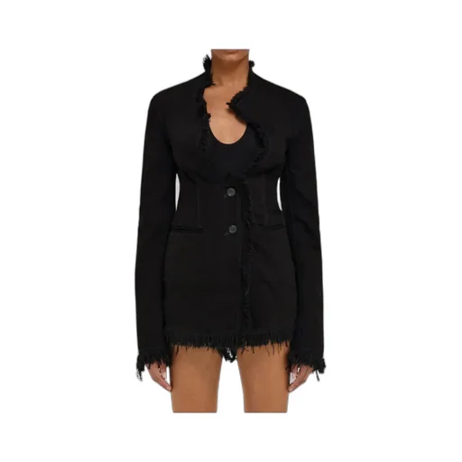 Cotton Blazer With Fringe Detail