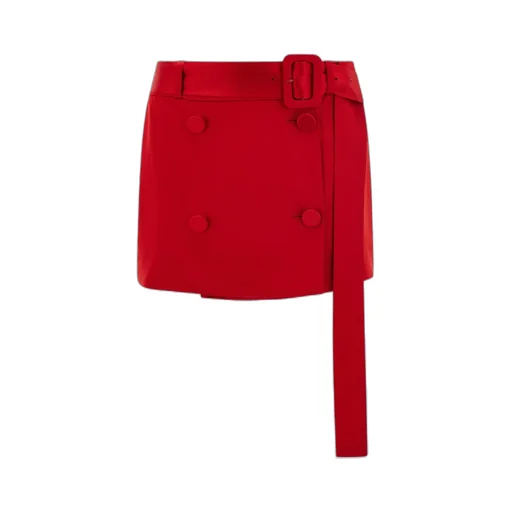 Belted Satin Mini Skirt