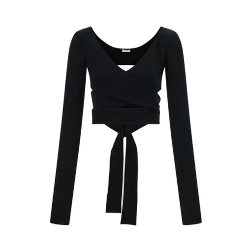 Wrap Front Long Sleeve Top