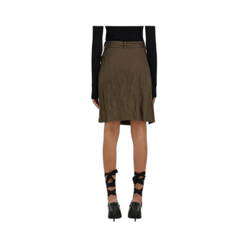 Belted Waist Ruched Midi Skirt