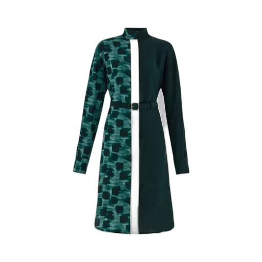 Shirt Dress With Contrasting Prints