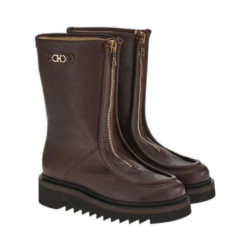 Gancini Plaque Ankle Boots