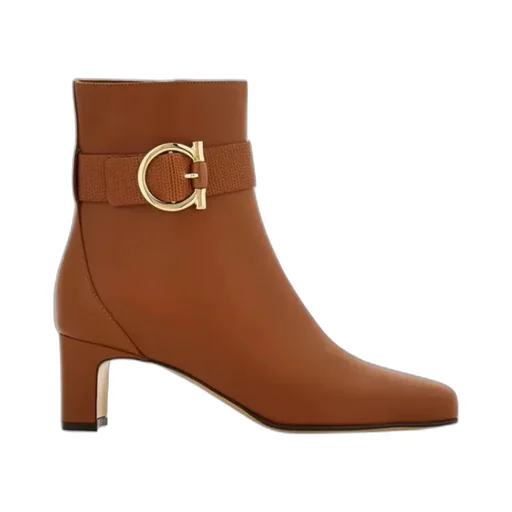Gancini Ornament Mid Heel Ankle Boot