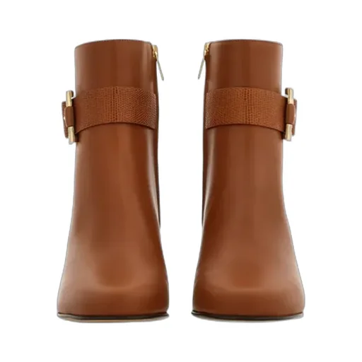 Gancini Ornament Mid Heel Ankle Boot