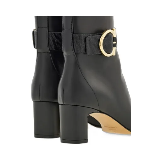 Gancini Ornament Mid Heel Ankle Boot