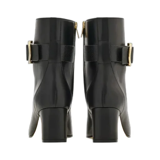 Gancini Ornament Mid Heel Ankle Boot