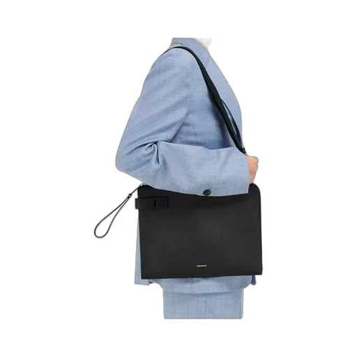 Gancini-Buckled Zip-Up Clutch Bag