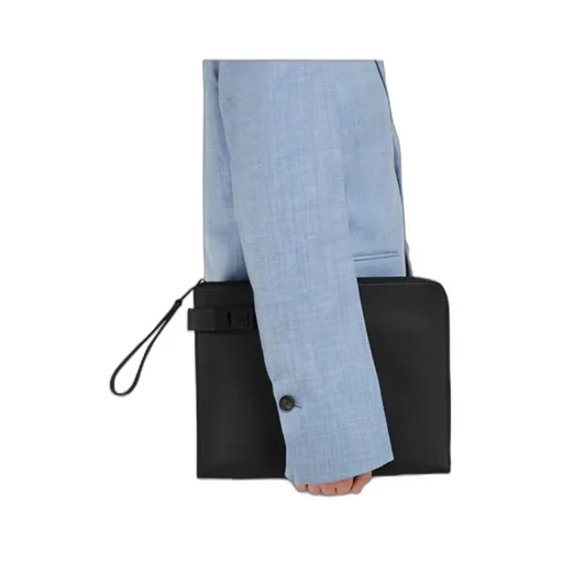 Gancini-Buckled Zip-Up Clutch Bag