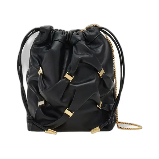 Logo Plaque Mini Drawstring Bucket Bag