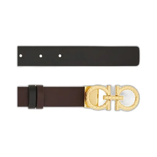 Gancini-Buckle Leather Belt
